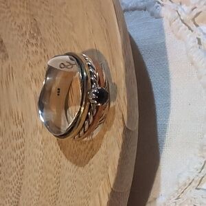 Three Metals Spin Ring Black Onyx Stone